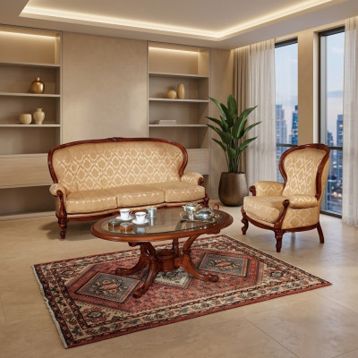 Klasyczny Zestaw sofowy Sofa Fotel stolik kawowy Włoskie Meble 3szt.