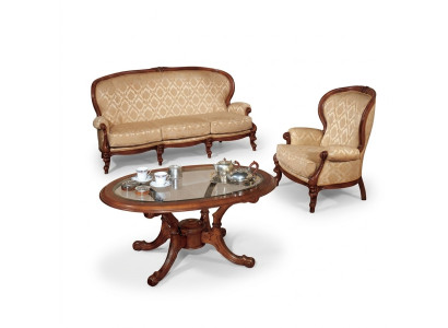 Klasyczny Zestaw sofowy Sofa Fotel stolik kawowy Włoskie Meble 3szt.
