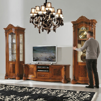 Pokój dzienny rtv Gablota Jednostka ścienna Szafki Design tv Art Deco Gablota Jednostka ścienna Szafki