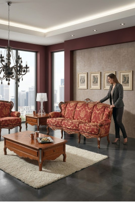 Klasyczne 3 miejsce do siedzenia Sofa Sofa Sofa Podkładka Sofy Kanapy Sofa Barokowa