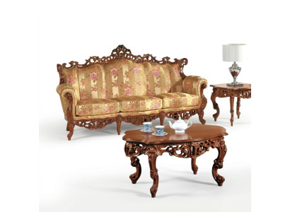 Klasyczna sofa trzyosobowa + stolik kawowy Klasyczne włoskie meble 2-częściowe