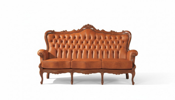 Luksusowa sofa 3-pokojowa Sofa 3-pokojowa w kolorze brązowym Skóra w stylu Art Deco Meble Skóra