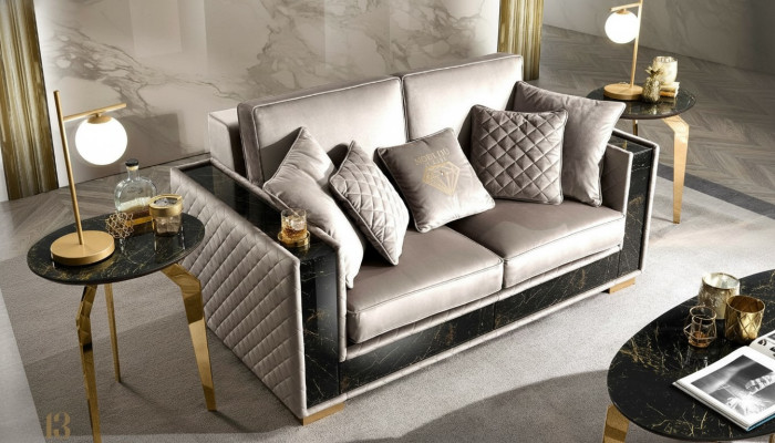 Sofa 2 miejsce do siedzenia Modern Design Podkładka Włókienniczy Sofy Siedziba Meble Żywy krajobraz Gray