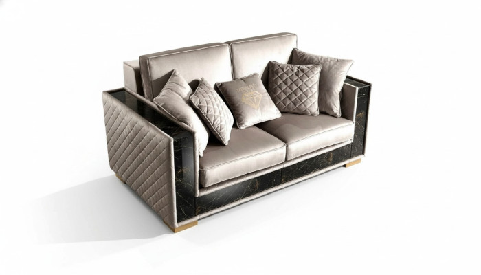 Sofa 2 miejsce do siedzenia Modern Design Podkładka Włókienniczy Sofy Siedziba Meble Żywy krajobraz Gray