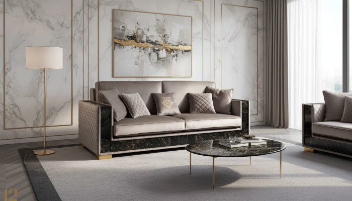 Luksusowa Sofa 3 miejsce do siedzenia Nowoczesny Design Podkładka Włókienniczy Sofy Siedziba Włoskie Meble
