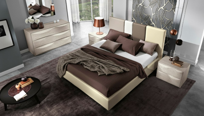 Łóżko Podwójne ramy łóżka rama łóżka łóżko podwójne luksusowe Drewno design Skóra