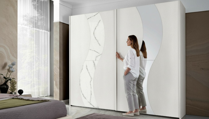 Szafa z drzwiami przesuwnymi Sypialnia Szafa Szafki Drewno Design Modern