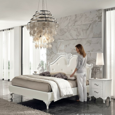 Luksusowe łóżko Classic Ramy łóżek Double Modern Podwójne łóżko Modern Biały