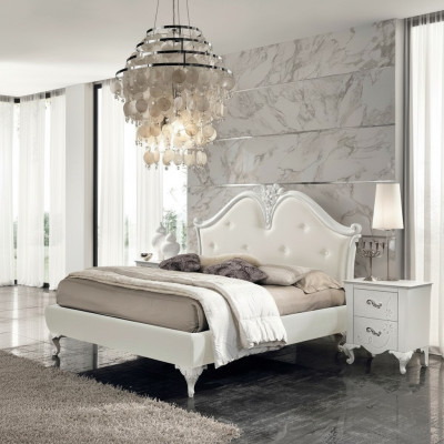 Luksusowe łóżko Classic Ramy łóżek Double Modern Podwójne łóżko Modern Biały