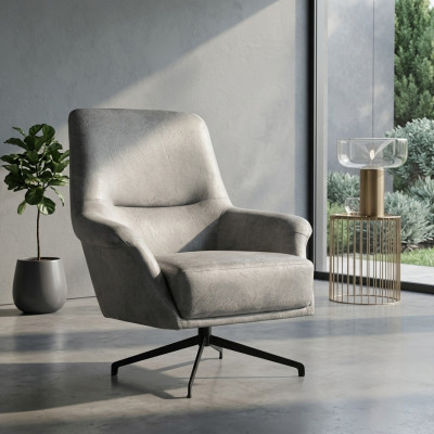 Fotel Design Kanapa Sofa Relaks Skóra Lounge Club miejsce siedzące Luksus Siedziba Szary Nowoczesny
