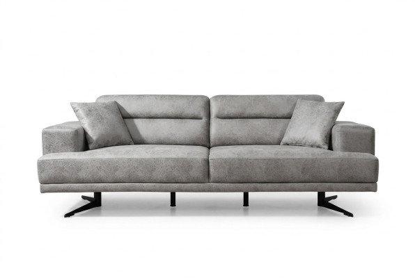 Sofa 3 miejsce do siedzenia Sofy Skóra Trzyosobowa Siedziba Podkładka Design Living Room Modern Grey