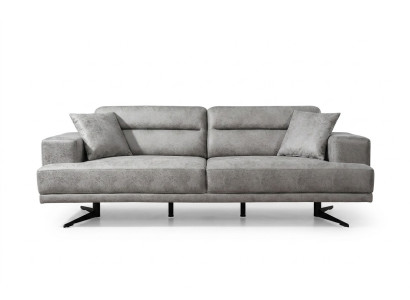 Sofa 3 miejsce do siedzenia Sofy Skóra Trzyosobowa Siedziba Podkładka Design Living Room Modern Grey