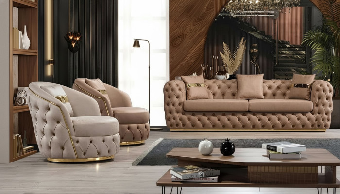 Luksusowy Zestaw Sofowy Chesterfield 3+1+1 miejsce do siedzenia Ustawić Sofa Fotel Sofy Skóra