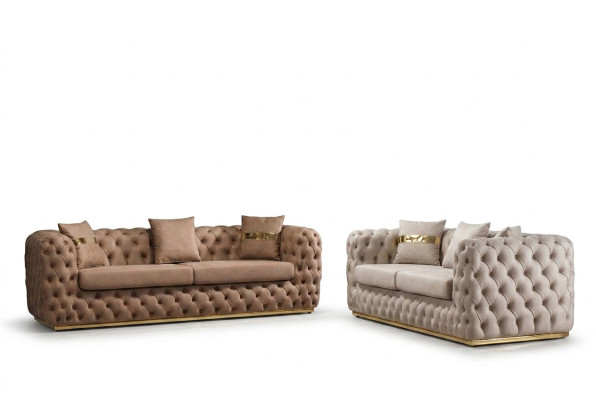 Apartament tapicerowany Zestaw sofowy 3+3 miejsce do siedzenia Chesterfield luksusowe Ustawić sofy Skóra