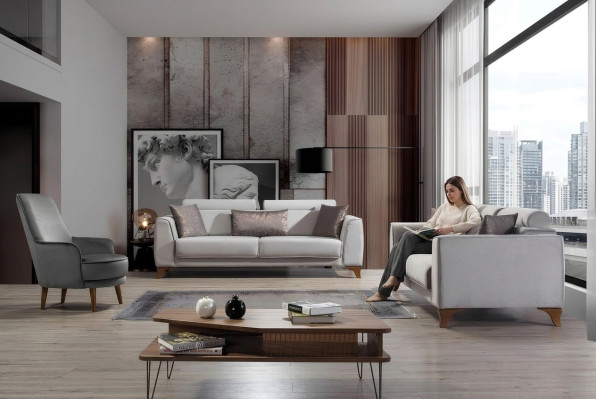 Zestaw sofowy 3+3+1 miejsce do siedzenia Ustawić Design Sofy Sofa Kanapa Podkładka Siedziba Kanapa