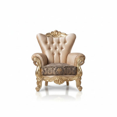 Fotel Siedziba miejsce siedzące Design Living Room Podkładka New Style Baroque Rococo Luxury Beige