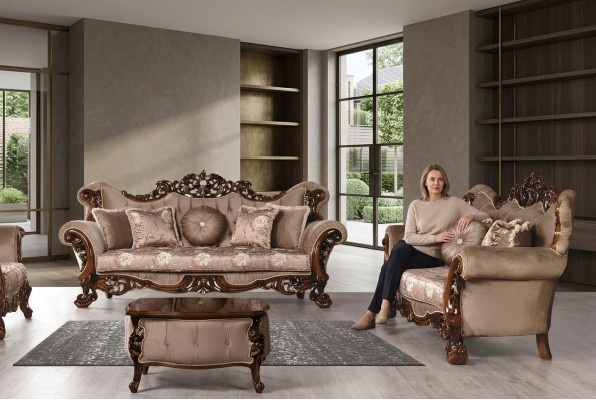 Ustawić Zestaw sofowy 3+3 miejsce do siedzenia Sofy Sofa Luksusowy Styl Materiałowy Salon Barokowy