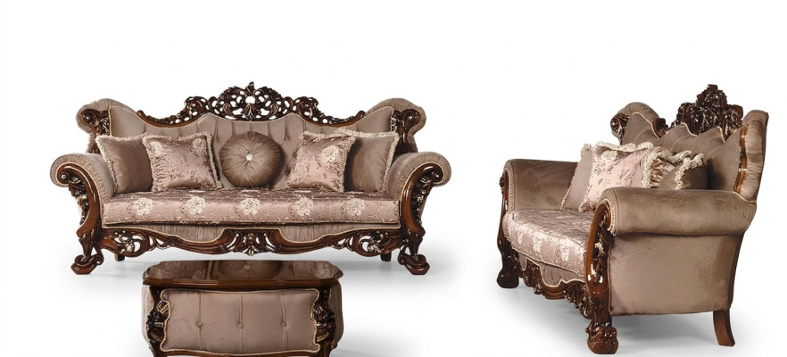 Ustawić Zestaw sofowy 3+3 miejsce do siedzenia Sofy Sofa Luksusowy Styl Materiałowy Salon Barokowy