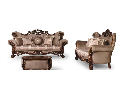 Ustawić Zestaw sofowy 3+3 miejsce do siedzenia Sofy Sofa Luksusowy Styl Materiałowy Salon Barokowy