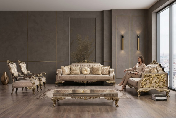 Zestaw sofowy 3+3+1+1 miejsce do siedzenia stolik kawowy Sofa Sofy Fotel Materiał 225 cm Zestaw 5-częściowy
