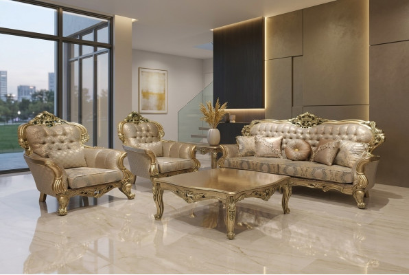 Luksusowy Ustawić Zestaw sofowy 3+1+1 miejsce do siedzenia Sofa Materiał Sofy Klasyczne Barokowe Nowe