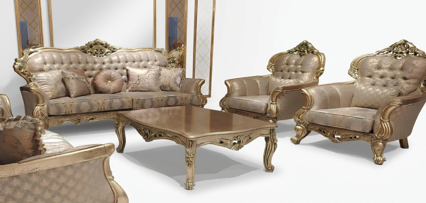Luksusowy Ustawić Zestaw sofowy 3+1+1 miejsce do siedzenia Sofa Materiał Sofy Klasyczne Barokowe Nowe