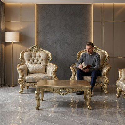 Fotel EarsFotel Design Podkładka Sofa Barokowa Chesterfield Włókienniczy Salon Nowość