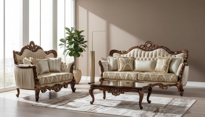 Luksusowy zestaw sofowy 3+3 miejsce do siedzenia stolik kawowy Sofa Kanapa Zestaw sofowy Barokowy