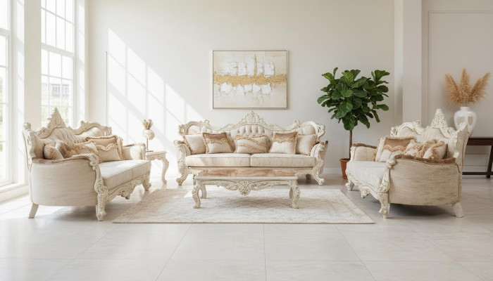 Zestaw sofowy 3+3 miejsce do siedzenia Ustawić Sofa Sofy Fotel Siedziba Materiał Zestaw Barokowy Grupa