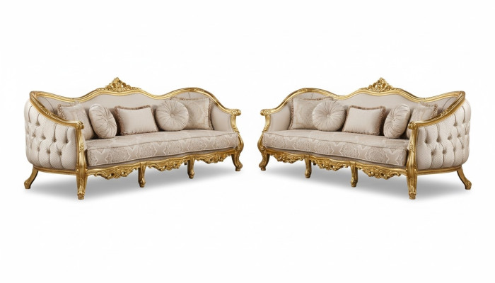 Zestaw sofowy 3+3 miejsce do siedzenia Sofa Sofy Fotel Siedziba Ustawić Materiał Salon Barok