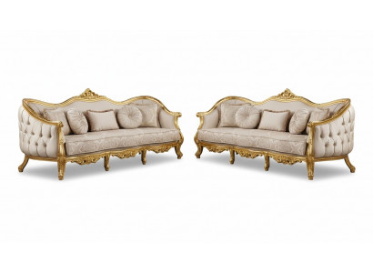 Zestaw sofowy 3+3 miejsce do siedzenia Sofa Sofy Fotel Siedziba Ustawić Materiał Salon Barok