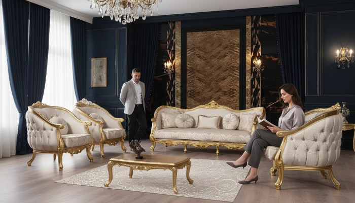 Barokowy Zestaw sofowy 3+1+1 miejsce do siedzenia Chesterfield Sofa Sofy Fotel Siedziba Ustawić