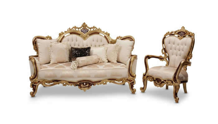Zestaw sofowy 3+1 miejsce do siedzenia Sofa Fotel Luxus Ustawić Materiał Grupa Baroque