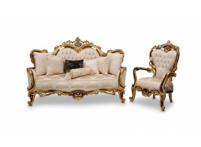 Zestaw sofowy 3+1 miejsce do siedzenia Sofa Fotel Luxus Ustawić Materiał Grupa Baroque