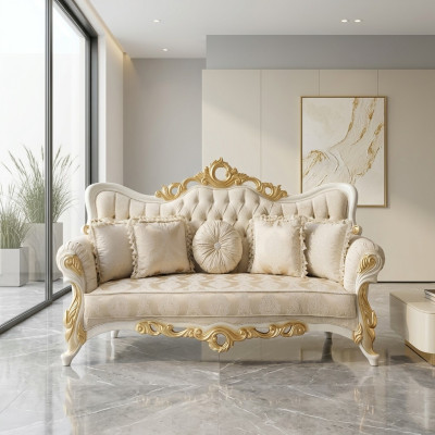Sofa trzyosobowa 3 miejsce do siedzenia Barokowa Rokoko Sofa Sofy Kanapa Materiał Styl Barok Siedziba