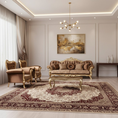 Zestaw sofowy 3+1+1 miejsce do siedzenia Luksusowy Ustaw Sofa Sofy Fotel Zestaw Barokowy Salon