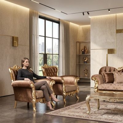 EarsFotel Fotel Baroque Design Podkładka Sofa Kanapa Chesterfield Włókienniczy Siedziba Nowy