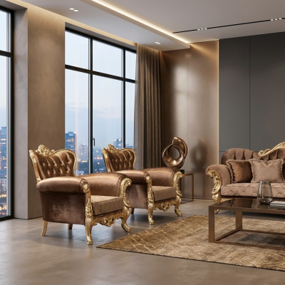 EarsFotel Fotel Baroque Design Podkładka Sofa Kanapa Chesterfield Włókienniczy Siedziba Nowy
