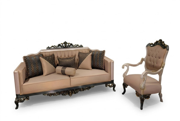 Sofa trzyosobowa 3 miejsce do siedzenia Barokowa Sofa Rokoko Sofy Fotel Materiał Kanapa Meble Nowość