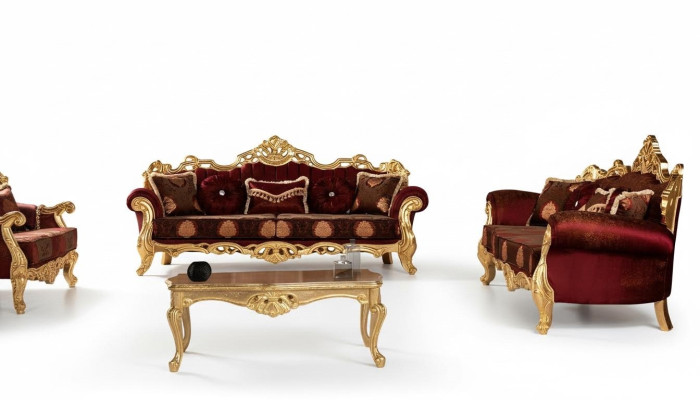 Zestaw sofowy 3+3 miejsce do siedzenia Luksusowy Zestaw Trzyosobowy Ustawić Sofy Materiał Baroque Grupa