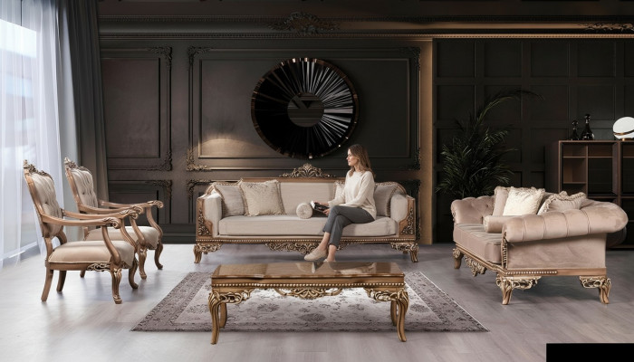 Zestaw sofowy 3+3+1+1 Siedziba stolik kawowy Chesterfield sofa Fotel luksusowy zestaw 5 sztuk