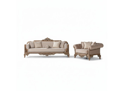 Zestaw sofowy 3+3 miejsce do siedzenia Chesterfield Sofa Fotel Luksusowy Zestaw Materiał Ustawić 2-częściowy