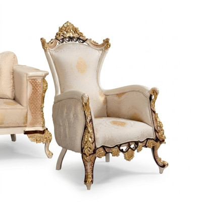 EarsFotel Fotel miejsce siedzące Luxury Design Podkładka Sofa Włókienniczy Baroque Relaks Materiał
