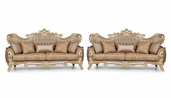 Zestaw sofowy 3+3 miejsce do siedzenia Sofa Fotel Sofy Relaks Luksusowy Zestaw Salonowy Barokowy 2-częściowy