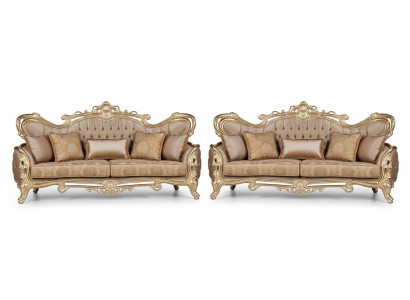 Zestaw sofowy 3+3 miejsce do siedzenia Sofa Fotel Sofy Relaks Luksusowy Zestaw Salonowy Barokowy 2-częściowy