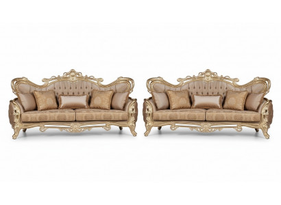 Zestaw sofowy 3+3 miejsce do siedzenia Sofa Fotel Sofy Relaks Luksusowy Zestaw Salonowy Barokowy 2-częściowy