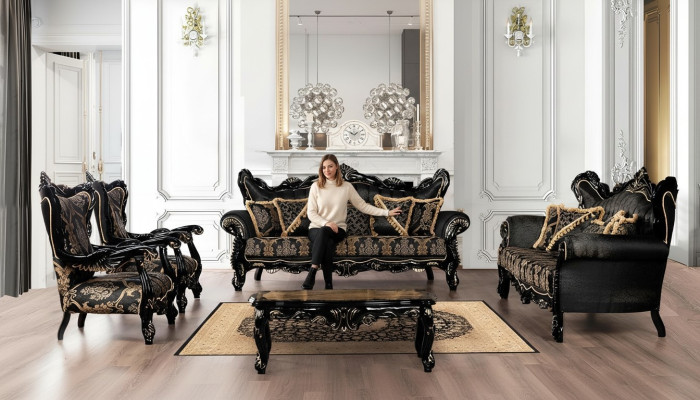 Luksusowy Zestaw Ustawić 5szt Zestaw sofowy 3+3+1+1 miejsce do siedzenia stolik kawowy Sofa Fotel Sofy