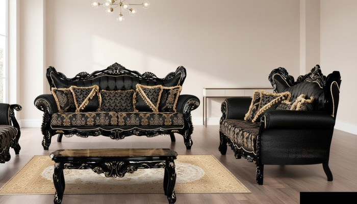 Zestaw sofowy 3+3 miejsce do siedzenia Sofa Fotel Sofy Luksusowy Zestaw Ustawić Materiał Poliester Nowy