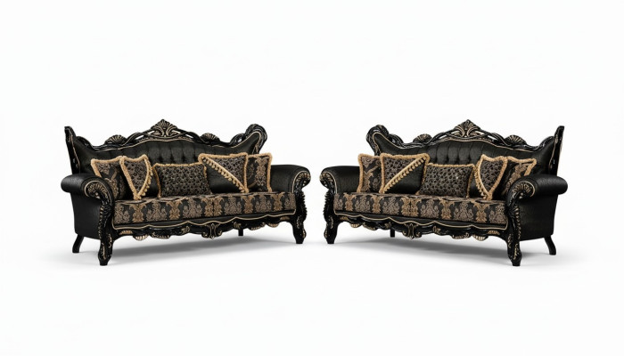 Zestaw sofowy 3+3 miejsce do siedzenia Sofa Fotel Sofy Luksusowy Zestaw Ustawić Materiał Poliester Nowy