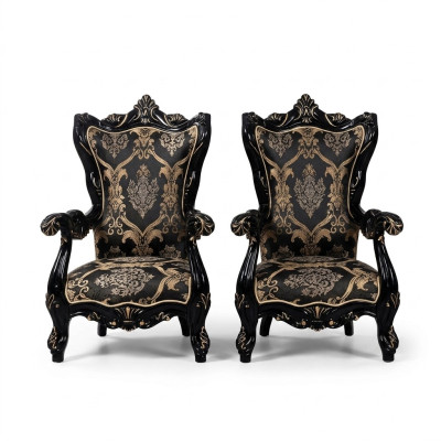 Fotel EarsFotel Luxury Material Siedziba miejsce siedzące Design Podkładka Baroque Włókienniczy Meble